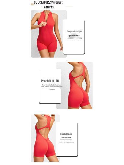 Avrupa ve Amerikan Yoga Fitness Tulumu: Fermuar, Karın Kontrolü, Esnek Vücut Şekillendirme, Seksi Popo Kaldıran Spor Giyim