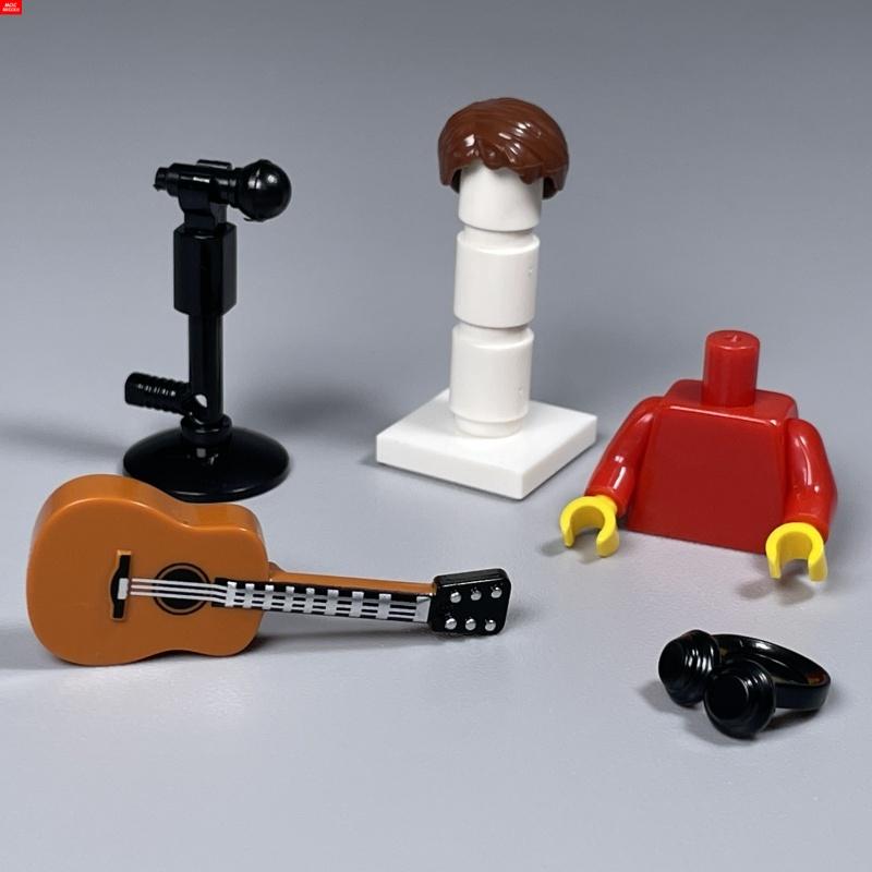 Yiran Toy Unisex Moc Bricks Music 4Cm Figure Headgear Guitar Microphone Stand Instrument Learning-Focused Constructing Blocks Playthings Gifts