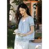 Mishow Embroidered Drawstring Puff Sleeve Blouse