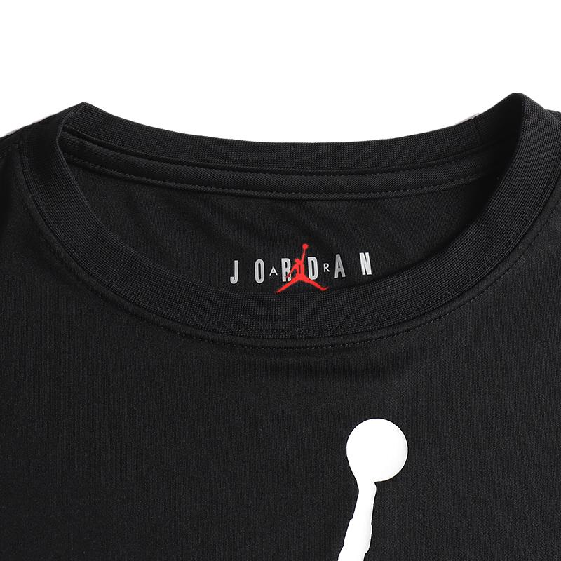 Jordan Logo Print Round Neck Short Sleeve T-Shirt Kids Tops Black JD2022056GS-002