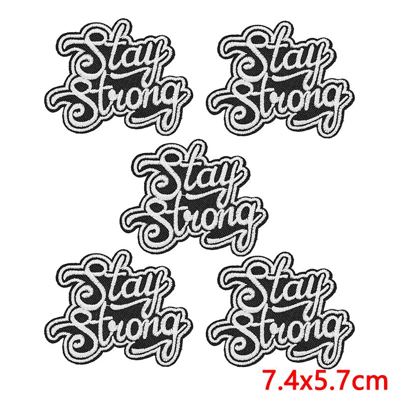 10pcs /Lots Letter Slogan Embroidered Patch Black Iron On Patches For Clothing Thermoadhesive Patches Jackets Hats Backpack Diy