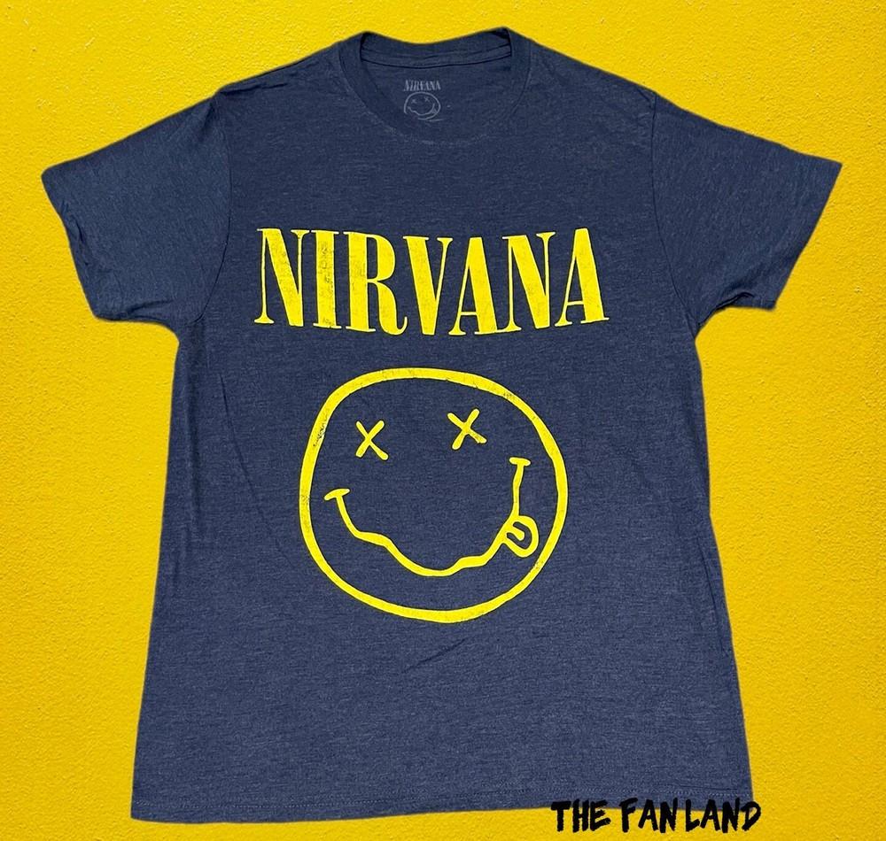 Новая футболка Nirvana Heather Blue Мужская Гранж Винтажная Унисекс S