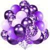 40Pcs Metallic Balloons Pearl Latex Balloon Purple Confetti Balloons for Birthday Weddings Baby Shower Party Decorations