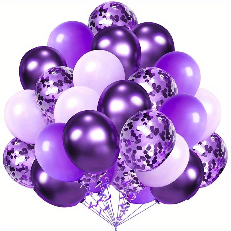 40Pcs Metallic Balloons Pearl Latex Balloon Purple Confetti Balloons for Birthday Weddings Baby Shower Party Decorations