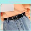 Stylish Women's Simple Versatile Korean Design Circle Buckle Denim Belt For Casual Fashion