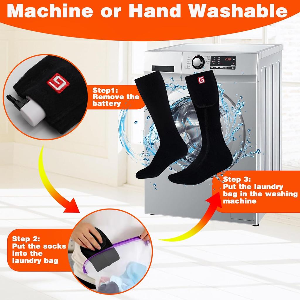 Heated Socks for Men Women, Electric Rechargeable Battery Powered Heated Socks Thermal Warm Winter Washable Heated Socks for Outdoor Sports Hiking