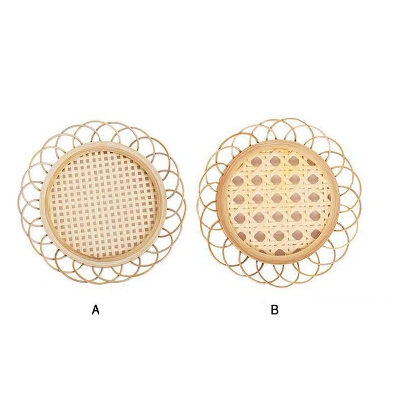 Handmade Rattan Woven Tea Trays Laciness Cup Holder
