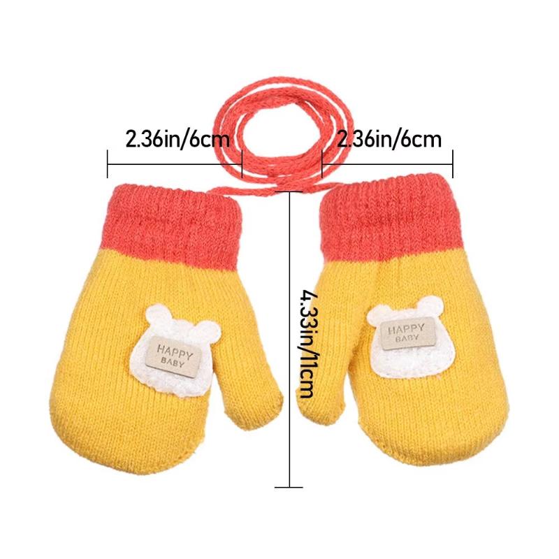Thicken Mittens for Children Kids Mittens Winter Cute Knitted Gloves Toddler Warm Rope 1-3Years Boy Girl Baby Hand Gloves