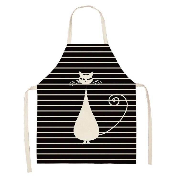 1 Adet 55x68cm Mutfak Pişirme Önlüğü Sevimli Kedi Baskılı Ev Kolsuz Pamuk Keten Önlükler Erkekler Kadınlar İçin Pişirme Aksesuarları 38x47cm