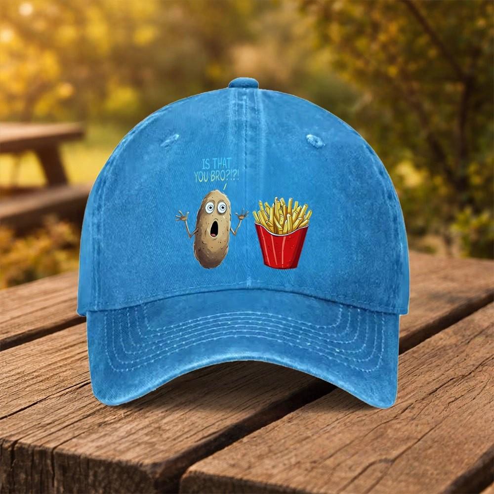 Funny Potato French Fries Baseball Cap Washed Cotton Adjustable Streetwear Hat for Unisex
