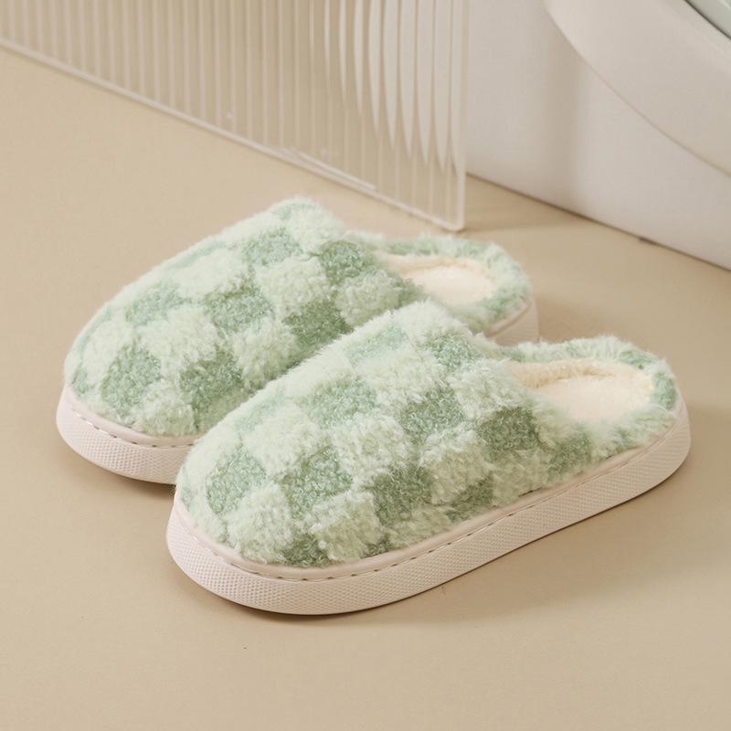 Women's Plush Cotton Slippers with Sweet Bow, Thick-Soled for Indoor Autumn/Winter 2026