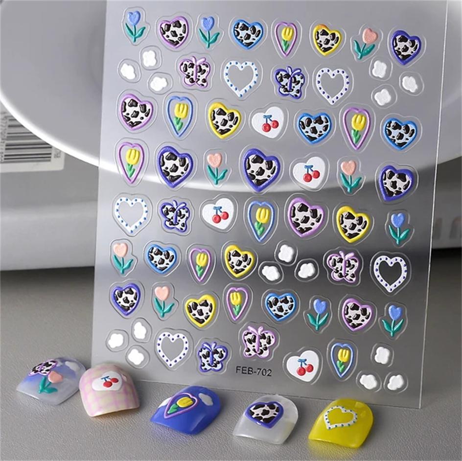 1pcs New 5D Bronzing Punk Moon Nail Art Charms Gothic Star Adhesive Slider Press on Nail Decoration Decals Accessories DIY