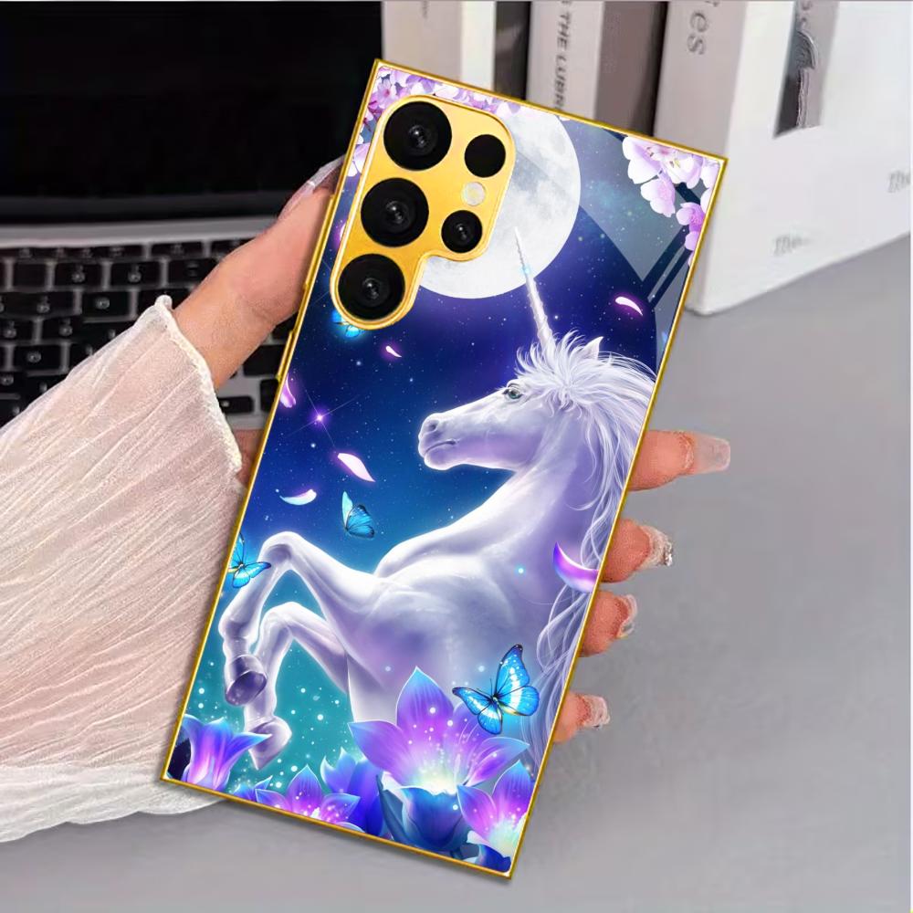 

Unicorn New model Luxurious PhoneCase Electroplated Glass PhoneCase for Samsung Galaxy S26 S25 S24 S23 S22 S21 FE,Ultra,Plus GalaxyS24FE