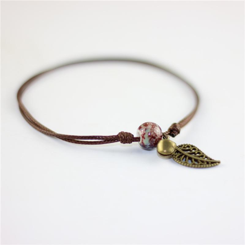 Ethnic Style Ceramic Leaf Anklet for Women - Simple, Fresh Jewelry Gift