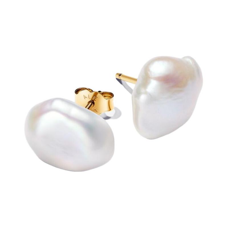 Pandora Pearl decoration gold-plated copper silver alloy pearl earrings women s white 263309C01 серебряный