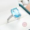 New Round Finger Ring Dazzling Blue AAA Cz Zircon Stone Silver Finger Rings for Women Princess Cut Wedding Gift