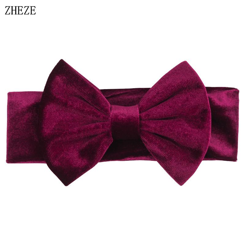 Baby Soft 5" Hair Bow Headband Kids Girls Velvet Headwrap Turband Toddler Photo Pro DIY Hair Accessories