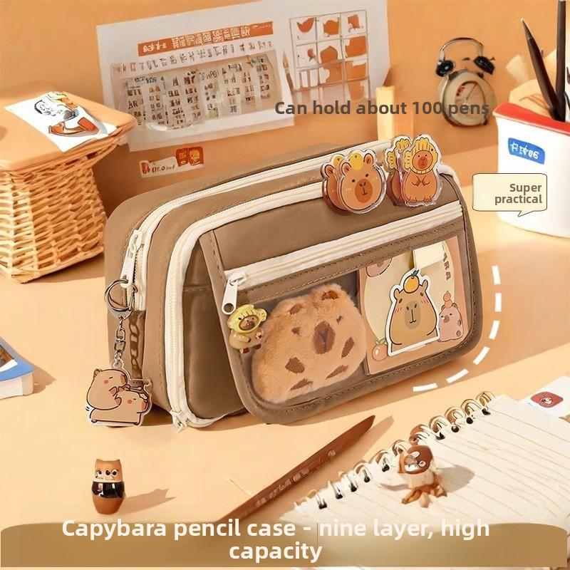 

9-слойный пенал, большой вместимости, грязеотталкивающий, милый пенал для начальной школы, пенал, пенал Майяр pencil case + sticker * 5 + sticky notes