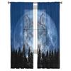 Wolf Night Moon Woods Sheer Curtain for Living Room Hall Wall Dress Up  Home Window Supplies Pop Print Tulle Curtains