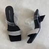 Fashion Open Toed Slippers for Women's 2025 Summer New Style for Outdoor Wear Square Toe Rhinestone Cross Cut High-heeled Sandals Women