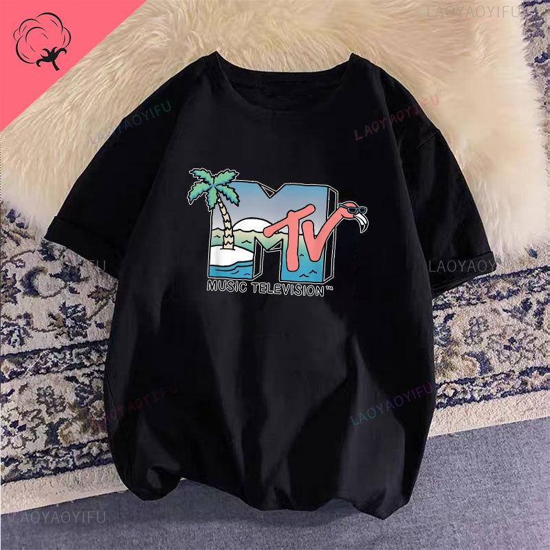 Unisex Clothing Retro Cotton T Shirt Vintage Rock Hip Hop Modal Summer Unisex Casual Shirt Mtv Music Elevision Graphic Shirts