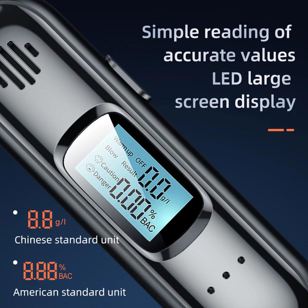 Non-Contact Alcohol Tester with LED Digital Display Alcoholmeter USB Rechargeable Accuracy Breathalyzer Diagnostic Tool