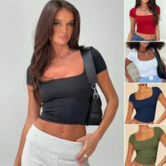2024 Women's Summer Ruffle Blouse - Casual Short-Sleeve Round Neck Shirt
