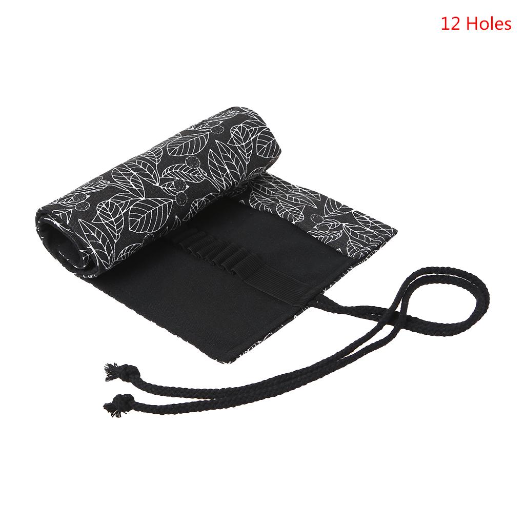 Schöne Blatt Schule Federmäppchen Roller 12/24/36/48/72 Löcher Leinwand Roll Up Make-Up