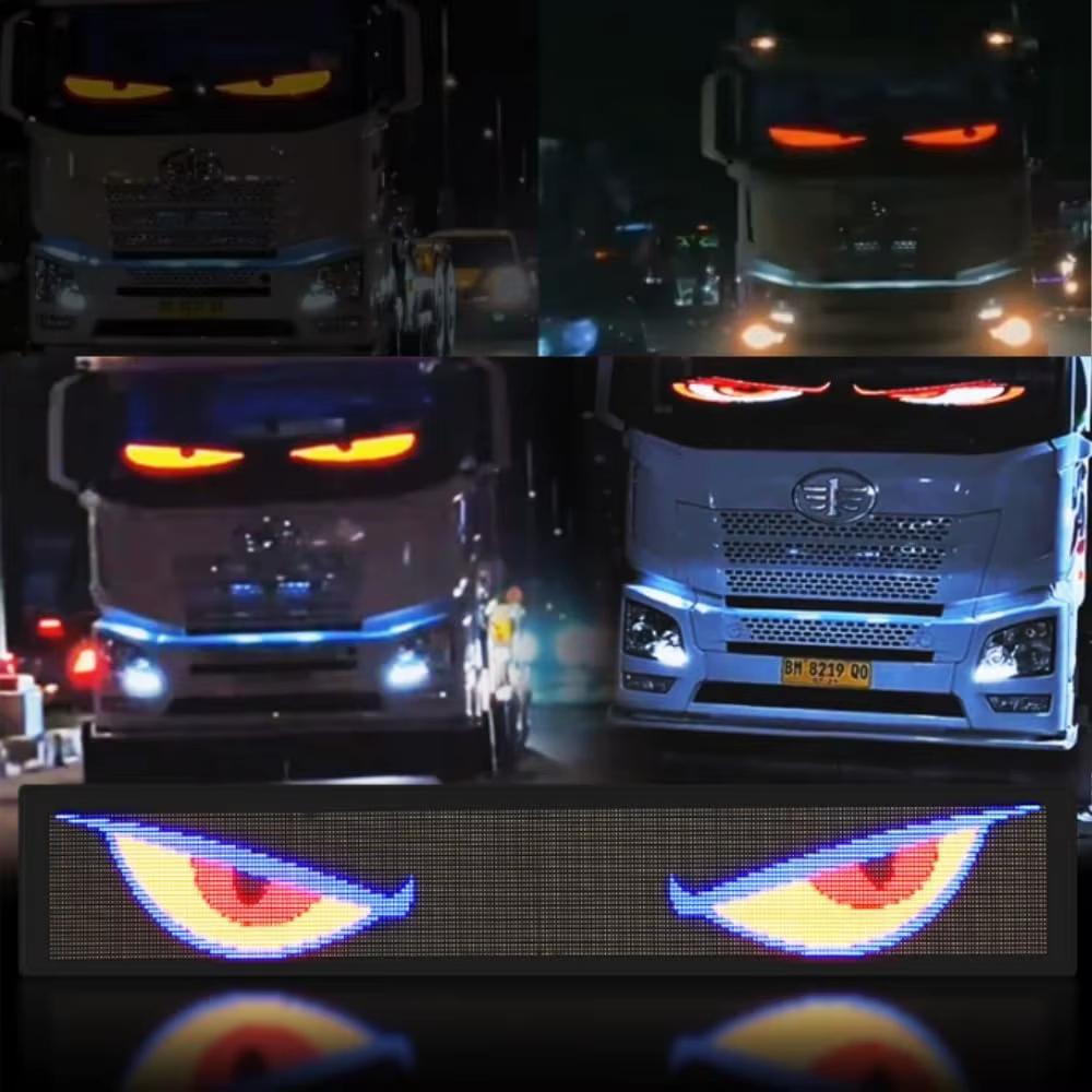 Lumière d'écran LED Design Œil du Diable Affichage Défilant Flexible avec Contrôle par Application pour Pare-brise de Cabine de Camion Animation Décorative Panneau de Texte