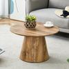 Coffee Table Set in Natural Wood Look (MDF) - 2 Round Stool Side Tables, High 50x48 cm + Low 60x35 cm, Suitable for Living Room / Lounge Area.