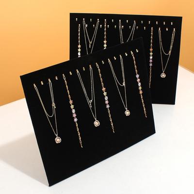 Black Velvet Jewelry Display Women Necklace Holder with Single/Double Row Hook Earrings Bracelet Show