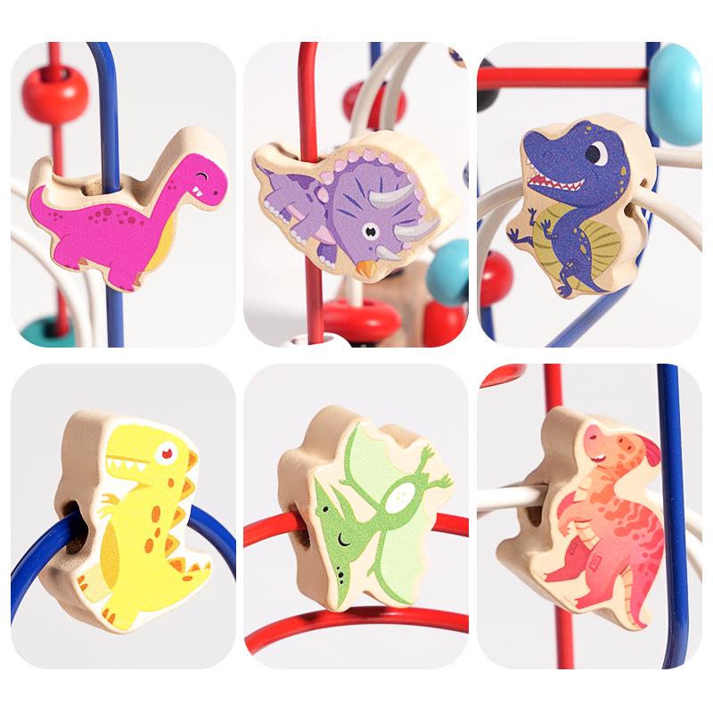 Children's Dinosaur Wooden Bead Maze Toy - Hand-Eye Coordination and Early Education Tool