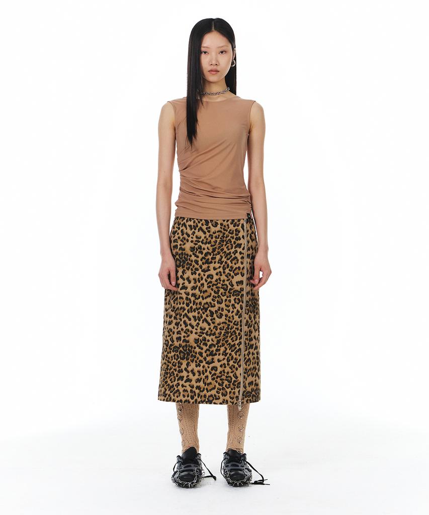 Yunse Zipper Skirt (Brown Leopard)