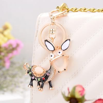 Keychain Sparkling Rhinestones Inlaid Donkey Design Keychain Pendant Enamel Oil Drip Process