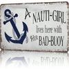 Metal Wall Art Vintage Sign, Funny Decor for Bar Garage, Bad Buoy Tin Poster