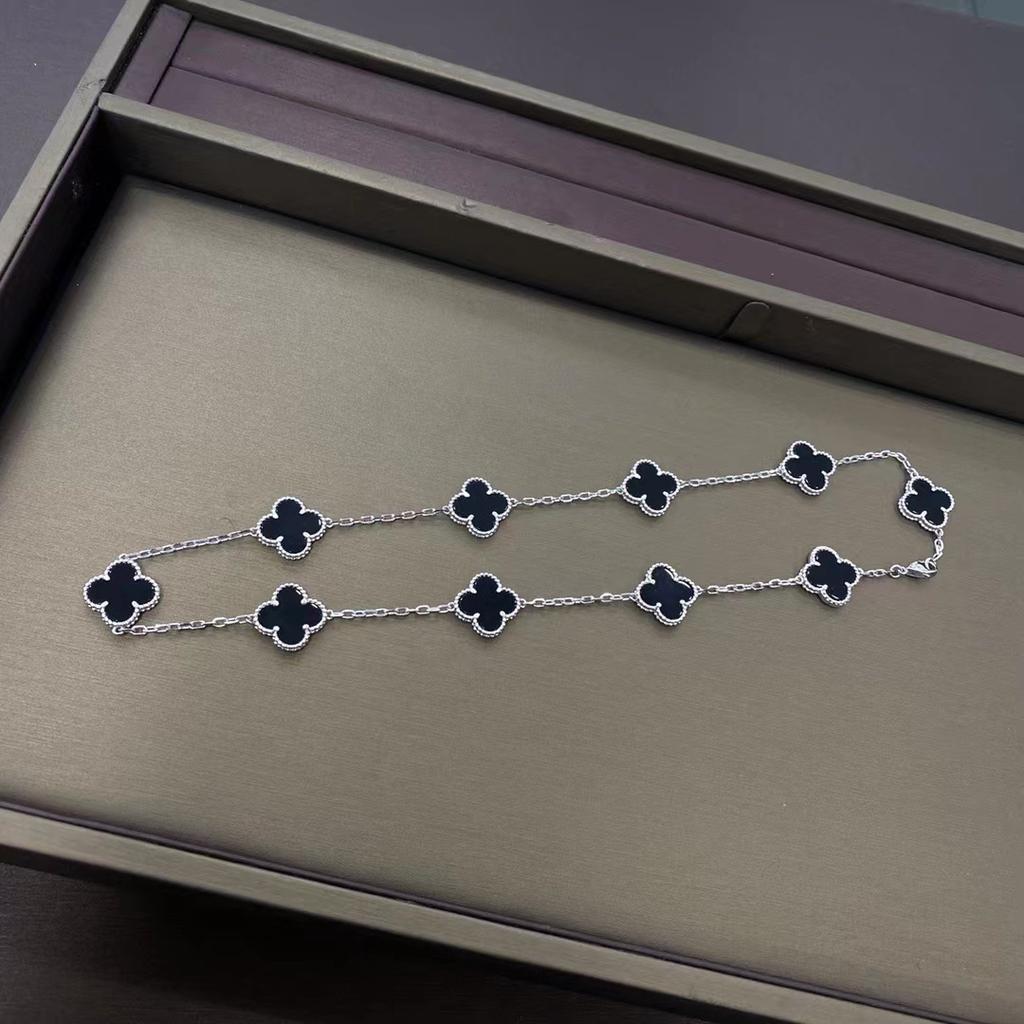 High Version of The Ten-flower Necklace Lucky Four-leaf Clover 10-flower Necklace Clavicle Chain Agate Women's Necklace