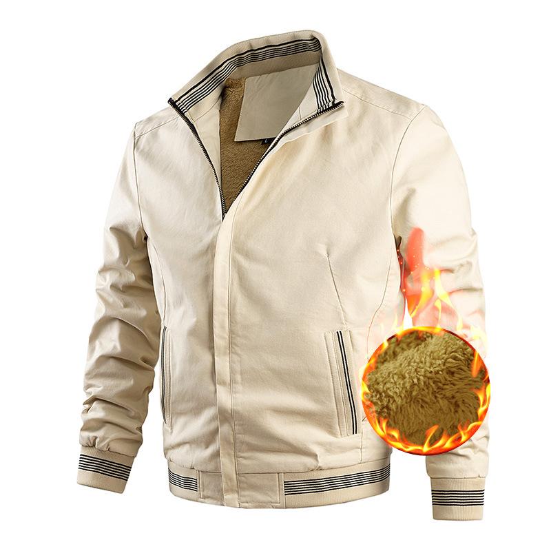 Jacka i plus sammet för män Vinter Ny Koreansk version av Slim Ung Ståkrage Bomull Plus Size Kappa Herrkläder