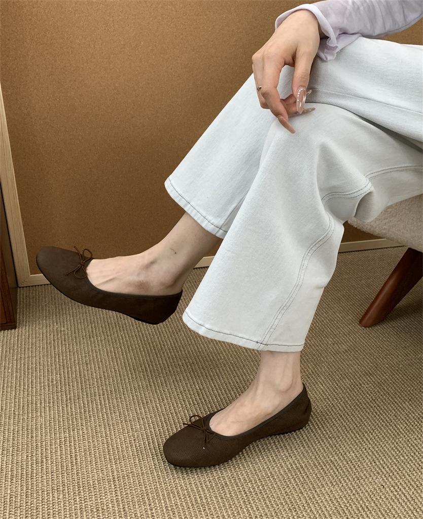 Flat-bottomed big-head temperament single shoes women's shoes 2025 spring and autumn one-pedal ballet outer wear soft-soled Doudou shoes