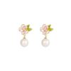 Boucles d'oreilles Clous Fleur Émail Rose Romantique Pour Femmes Mode Tempérament Doux Boucles d'Oreilles Bijoux Accessoires