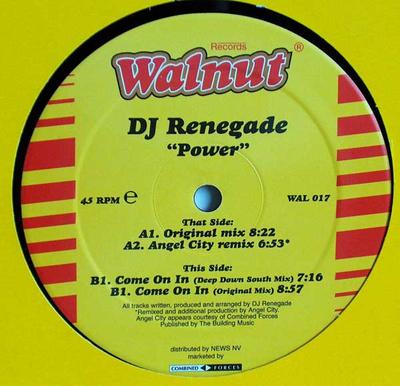12inch Record DJ RENEGADE - Power 8715823008172 Walnut Records 1999 Netherland Dance & Electronica Used