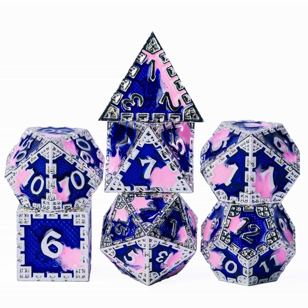Cusdie DND Metal Solid Dice Dragon Pattern 7Pcs D4-D20 Polyhedral Dice Set for D&D Role Playing Game Pathfinder Board Games