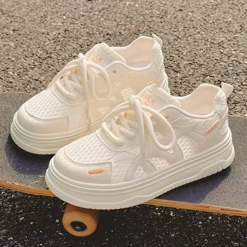 Summer Versatile Breathable Mesh White Shoes Children's New Shoes Thin Soles Inner Height Increase Casual Board Shoes