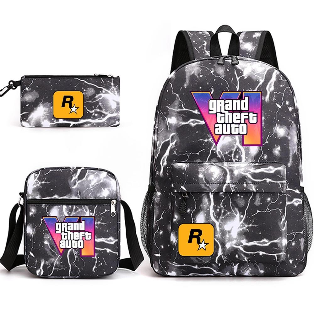 Grand Theft Auto Spel Merchandise Mode Student Schooltas Rugzak Schouder Etui 3-Delige Set