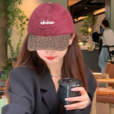 Vintage Adjustable Leopard Baseball Hat Cotton Sunshade Embroidered Baseball Cap Casual Hip Hop Y2K Peaked Cap Female