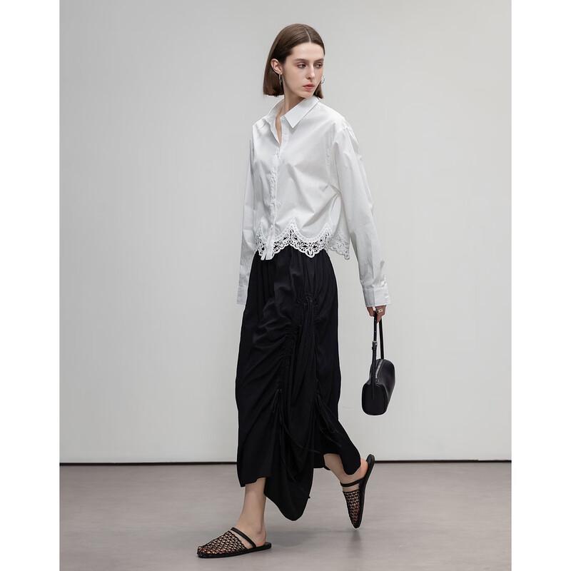 Demana Women's Lace Spliced Cotton Shirt