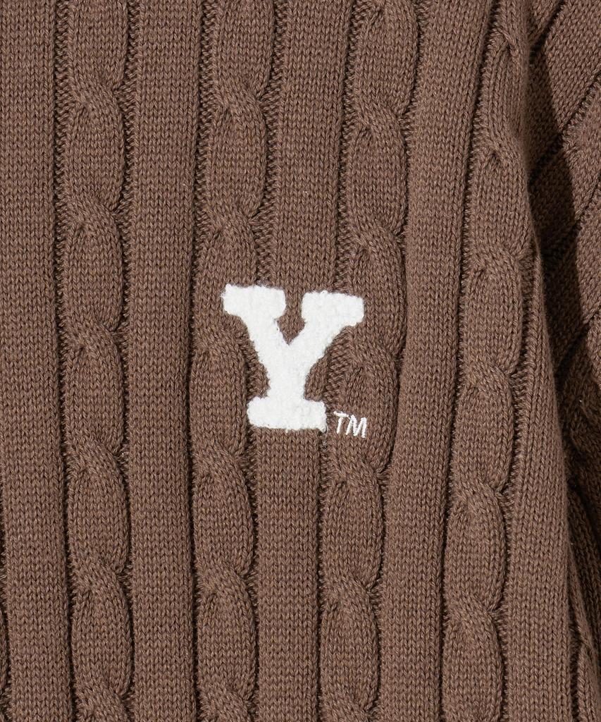 YALE Y Logo Cable Round Knit Brown