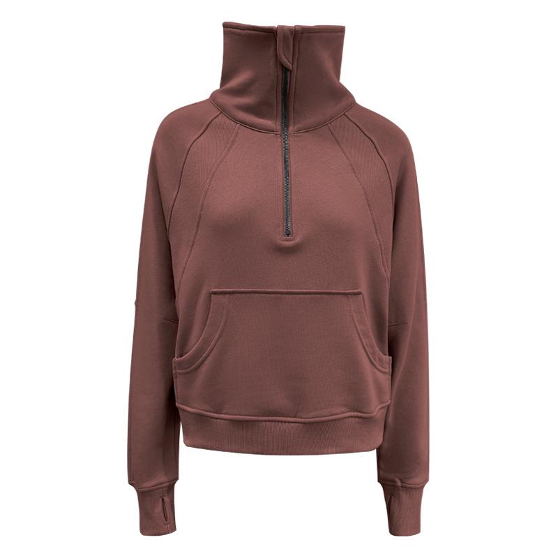 

Women s Half-Zip Stand-Up Collar Warm Pullover Sweatshirt - Long Sleeve Loose Fit for Yoga & Fitness Medium