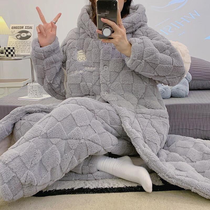 Женский зимний теплый комплект пижамы и домашней одежды M