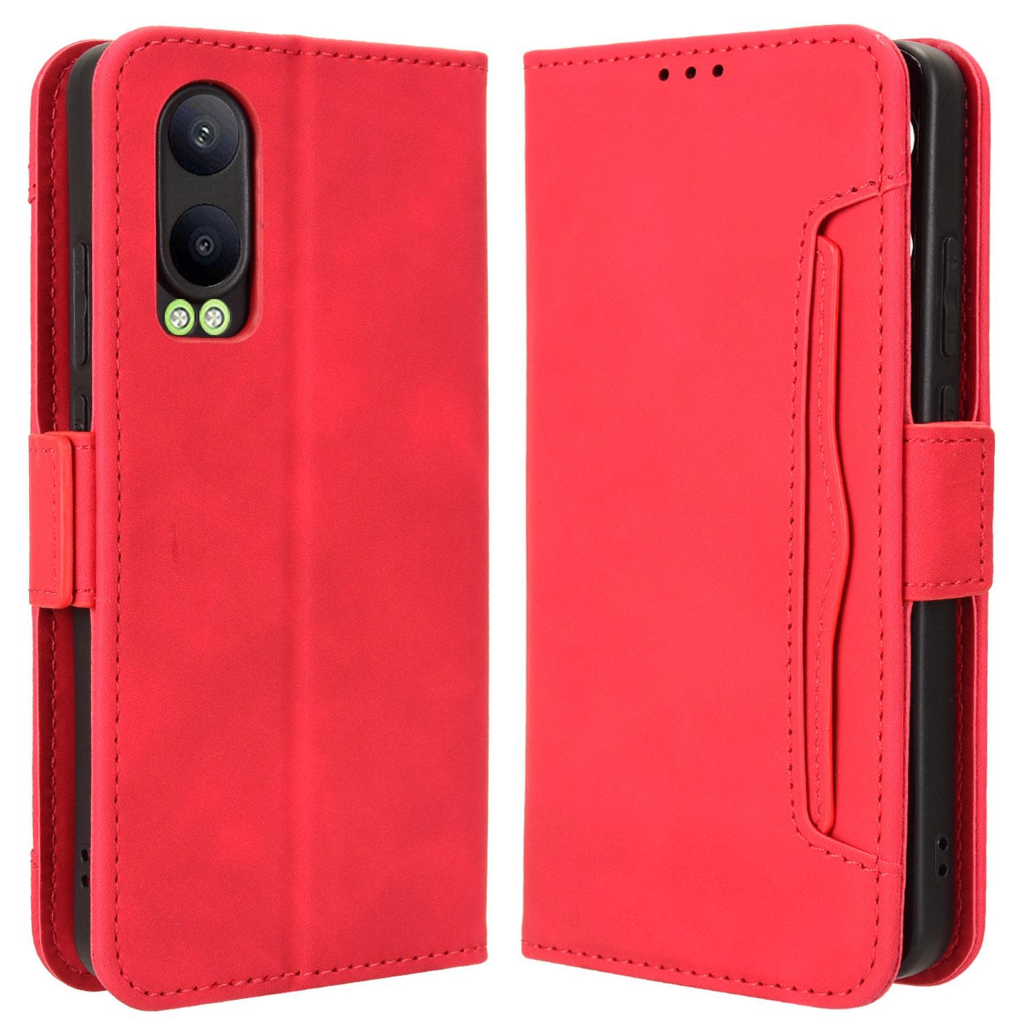 

For OnePlus Nord CE4 Lite 5G/Oppo K12x 5G (China) Case Multiple Card Slots Leather Wallet Phone Cover Red