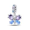Spring copper Gem Butterfly Flower Pendant Suitable Compatible With Pandora Authentic Bracelets Diy Small Fresh Jewellery
